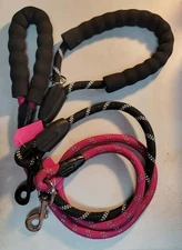 Reflective Rope Leashes - Pink 4 feet and Black 3 feet
