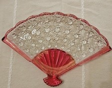 Vintage Daisy And Buttons Clear And Red Fan P...