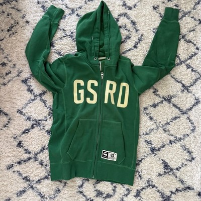 G-Star Raw Hoodie Mens Medium Green Full Zip GS RD Graphic Sweatshirt NWOT
