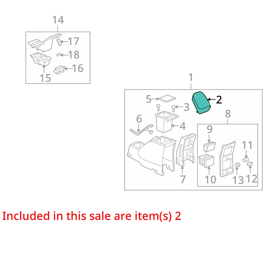 ADEQUADO PARA 2008-2009 SATURN VUE APOIO DE BRAÇO ASM F/FLR CNSL TIT 19167739 - NOVO FABRICANTE DE EQUIPAMENTO ORIGINAL - Imagem 2 de 3