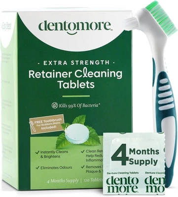 Dentomore Powerful Retainer Cleaner Tablets - 4 Months Supply - 120 tabs