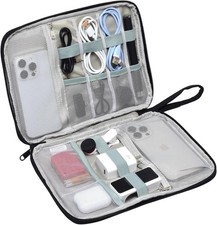 Travel Organizer Case for Chargers and Cords Black - Premium Quality Heavy Duty