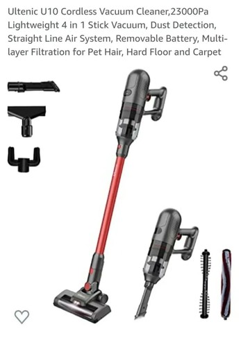 Ultenic U10 Akku Staubsauger, 23000Pa leichter 4 in 1 Stielstaubsauger