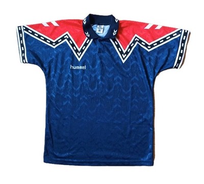Hummel Vintage Trikot Template blau rot #9 Rohling 90s Style Retro Fußball XL