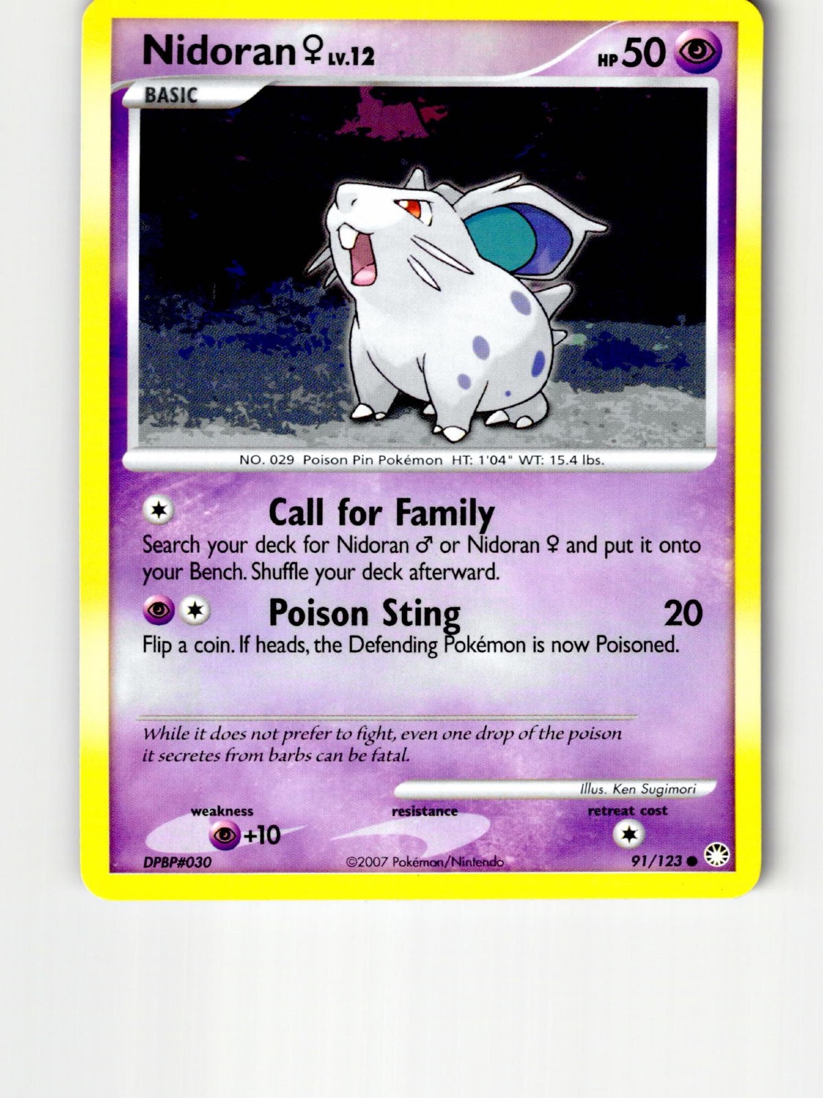 Nidoran F 91/123 Common Mysterious Treasures Pokemon Moderately Played