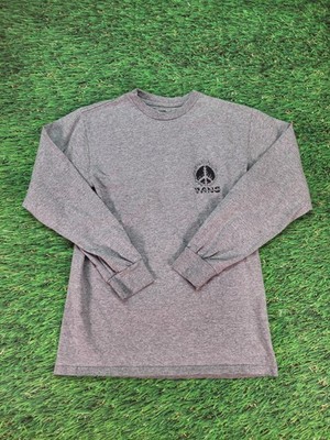 Vans Size S Gray Classic Fit Shirt Long Sleeve Off The Wall Flaming Peace Sign