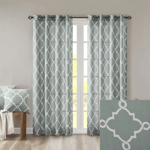 KA Fretwork Print Grommet Top Window Curtain Panel 50x84"(Only 1 Pc Panel)