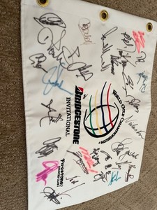 2007 WGC Bridgestone golf flag SIGNED BY 28 GOLFERS