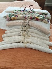 10 Vintage Clothes Silk Floral And Plain Hangers READ  