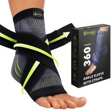 Ankle Brace Compression Sleeve with Adjustable Straps, Arch Support & Foot St...