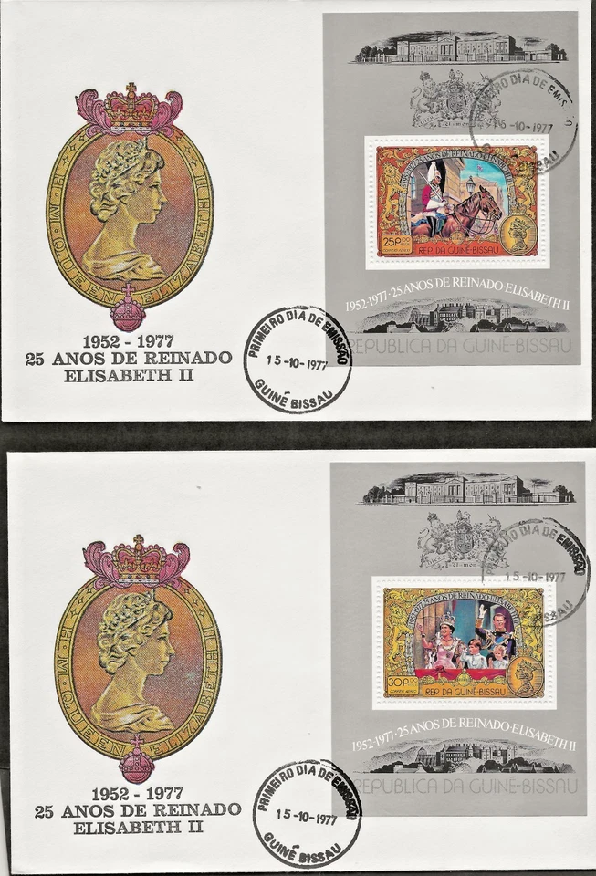 15/10/1977 GUINEA BISSAU LUXURY BLOCKS INDIVIDUAL MINI SHEETS ON 6 FDC’S RARE - Image 3 of 3