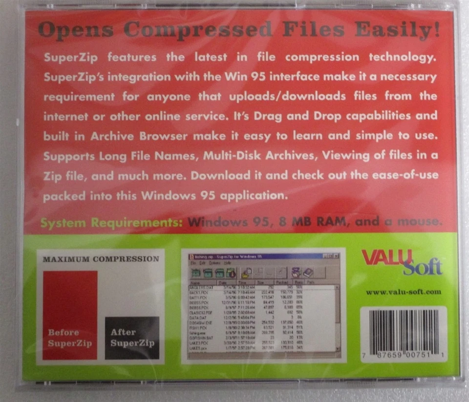 Software PC Super Zip vintage for Windows 95 NEW SEALED Jewel - Image 2 of 2