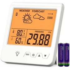 Digital Barometer Ambient Weather Forecast Clock Thermometer and Hygrometer f...