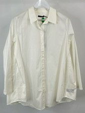 STELLA CARAKASI NWT Prime Time Tunic Shirt SZ M White Women Cotton Crisp Blouse
