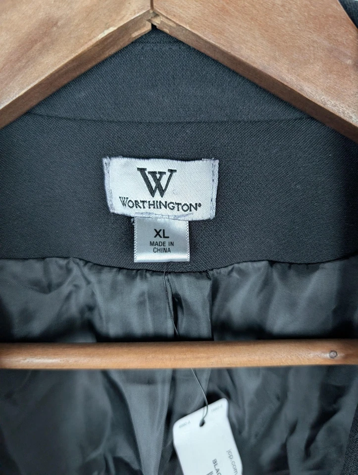 Worthington Moto Jacket Womens XL Black Asymmetrical Zip Faux Suede Blazer - Image 3 of 4