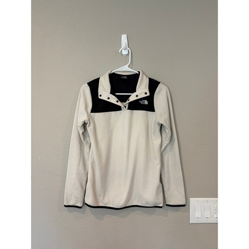 The North Face Womens XS TKA Glacier Snap Fleece Jacket Cream Black Gorpcore