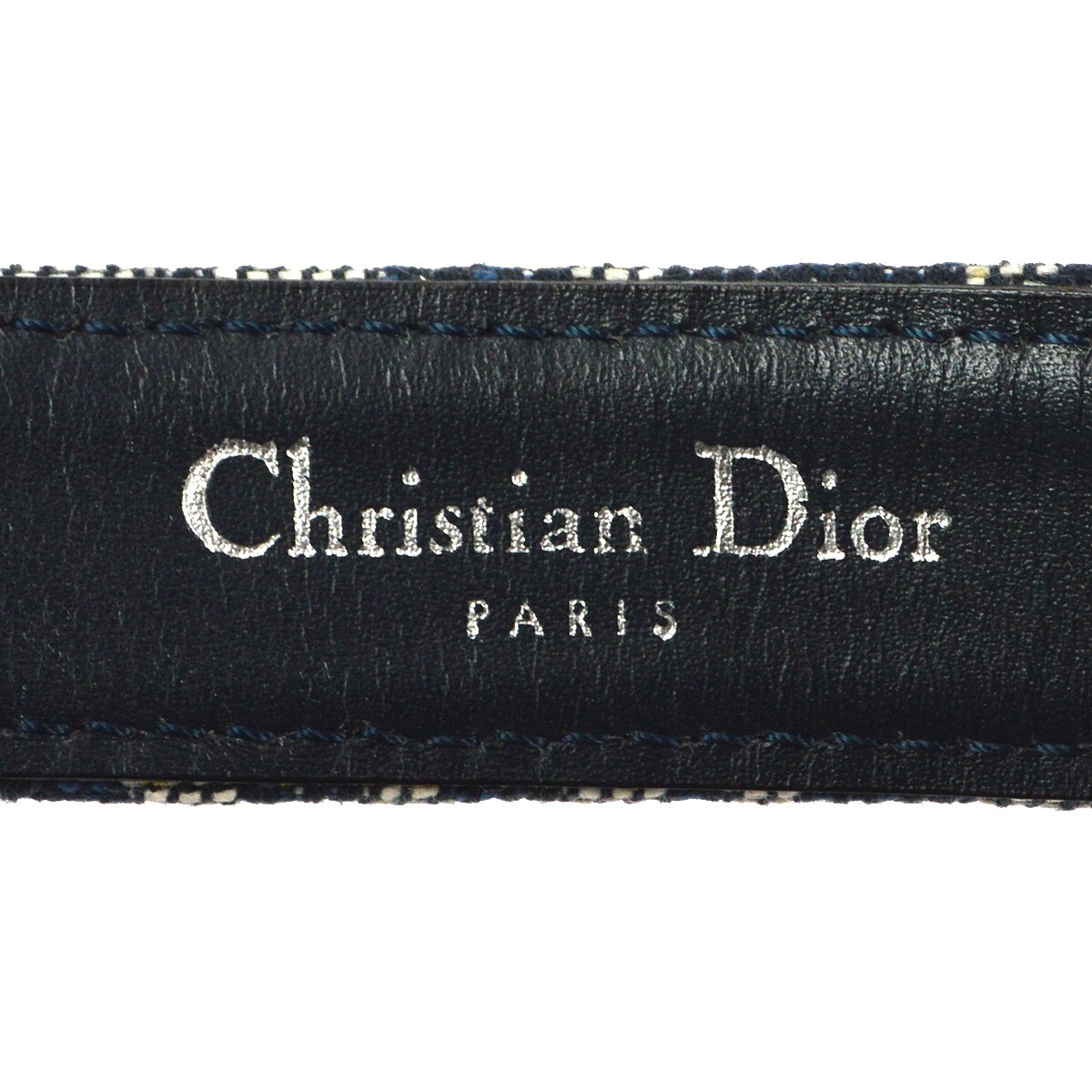Christian Dior Trotter Belt Navy #85 Used] Christian Dior Trotter Belt Navy Canvas Leather 85  main image 3