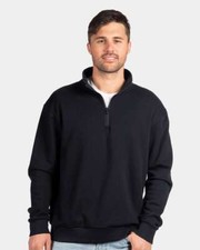   Next Level Men Fleece Quarter-zip Pullover Blend Sweatshirt 9643 Black Large