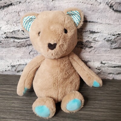 B Softies Battat Cara-Mellow Bear Plush Brown Teal Paws Polka Dot Ears 2019 12''