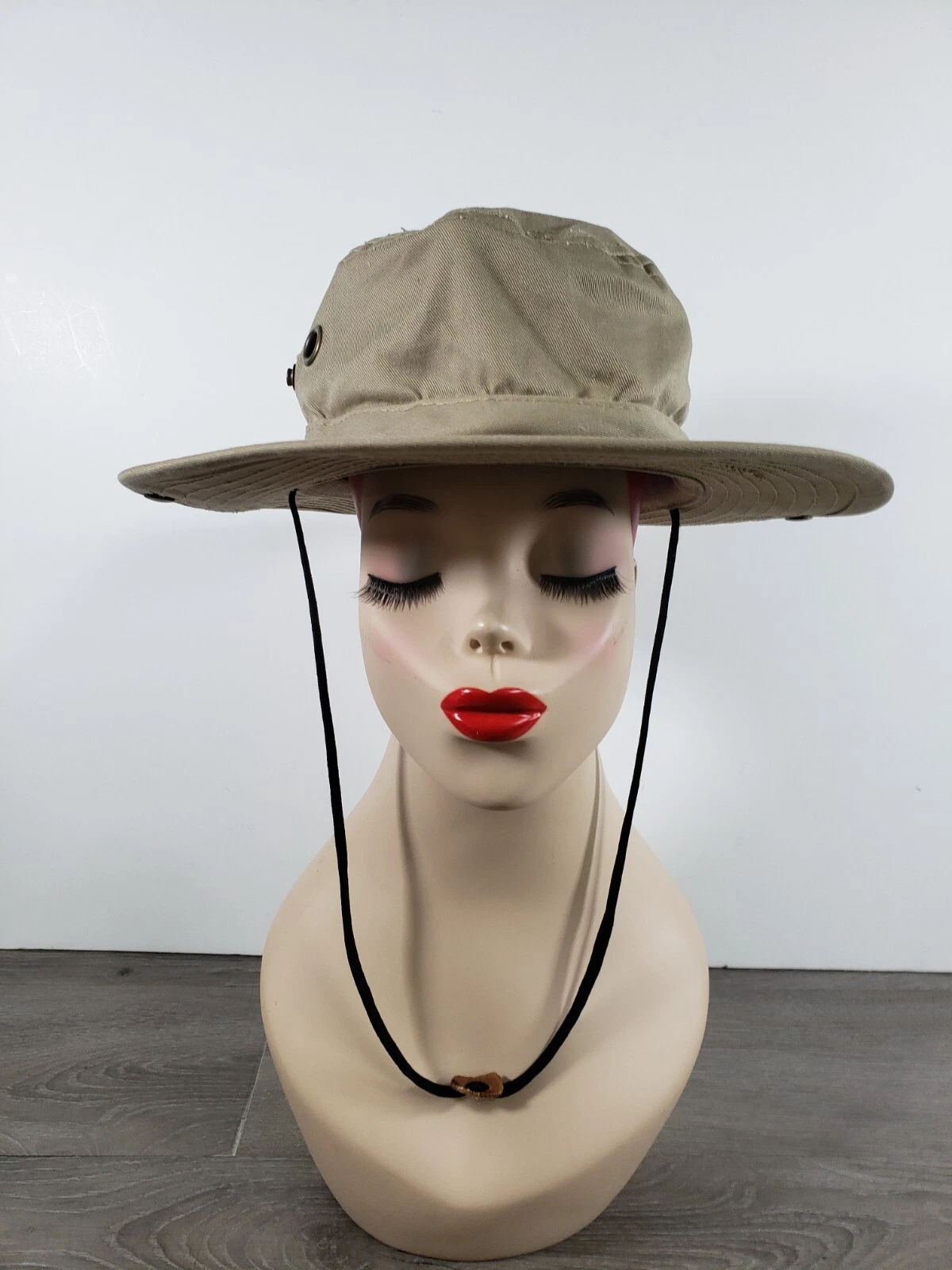 ORIGINAL PANAMA JACK BOONIE SAFARI CAP HAT SNAP UP KHAKI TAN SIZE L MADE USA