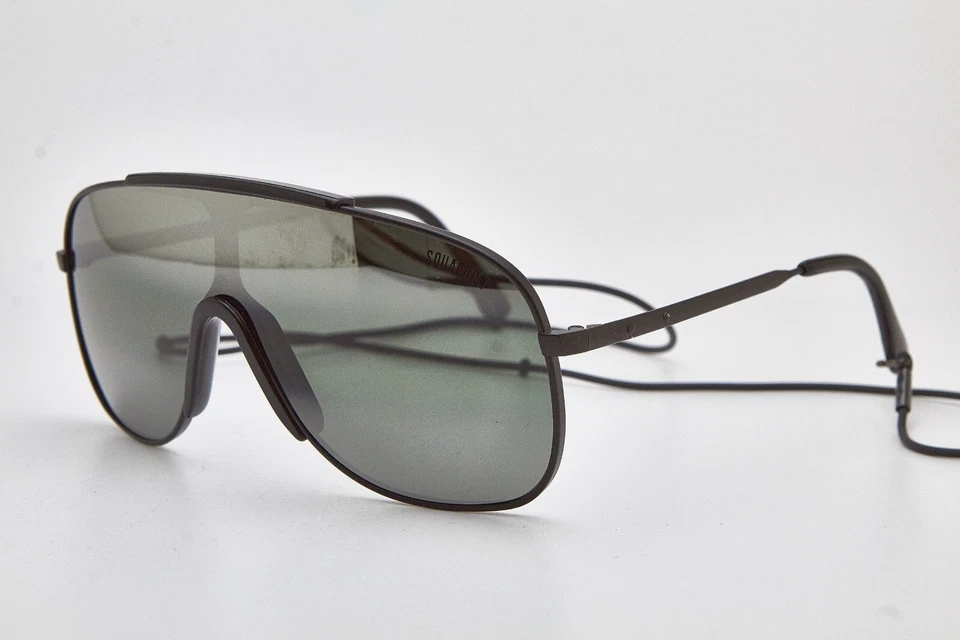 1980s vintage sunglasses black mask SQUADRON sunglasses Oversized Gradient - Image 2 of 4