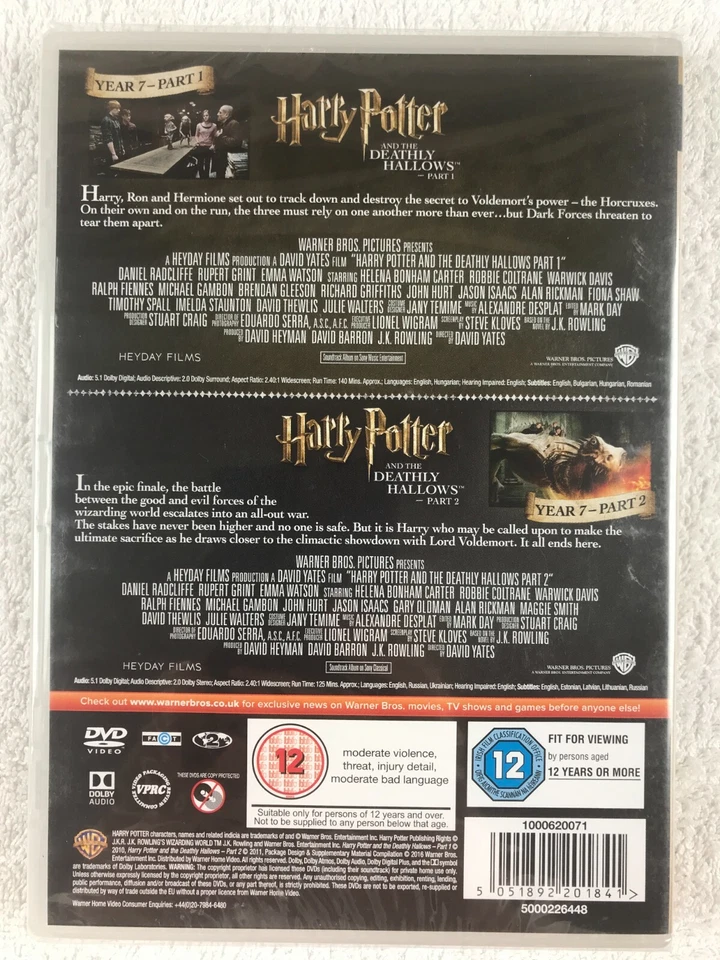 Harry Potter and the Deathly Hallows - Part 1 & 2 - DVD - PAL - R2 NEW & SEALED - Image 2 of 2