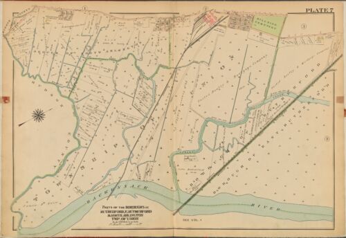 1913 EAST RUTHERFORD UNION NORTH ARLINGTON, BERGEN COUNTY, NEW JERSEY ATLAS MAP - Picture 1 of 3