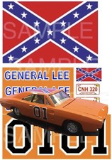 General Lee 1:6, 1:10, 1:18, 1:24, 1:32 scale water slide decals or stickers