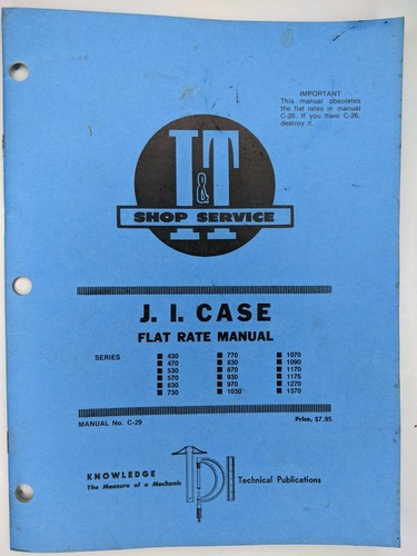 LOTE de 2 manuales de tarifa plana I&T J.I. Case Tractores Horas de Trabajo JI 1973 y 1977 8M - Imagen 2 de 11