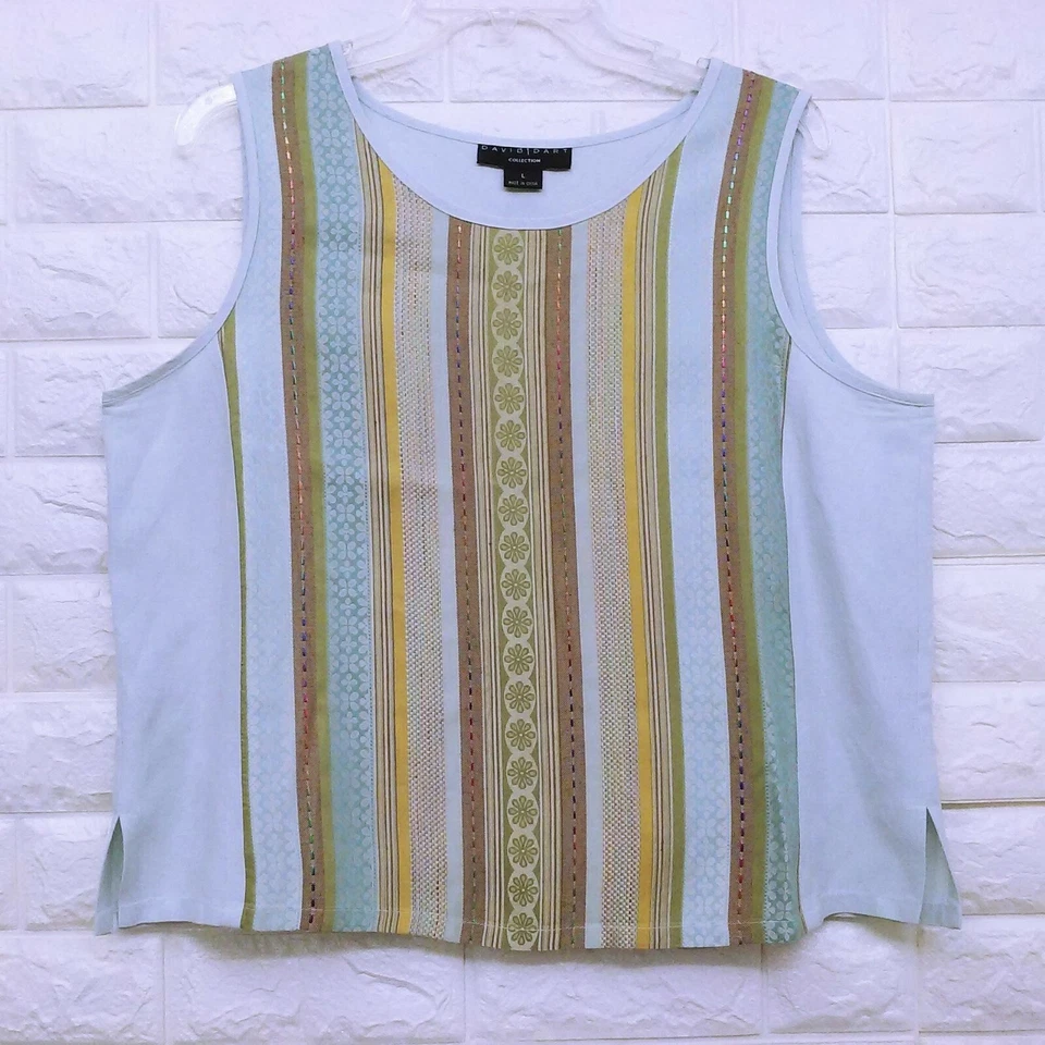 Conjunto De Colección David Dart 3 Piezas Seda Lino Talla L Brocado Chaqueta Tanque Pantalones Bolsillos Foto 4 de 4