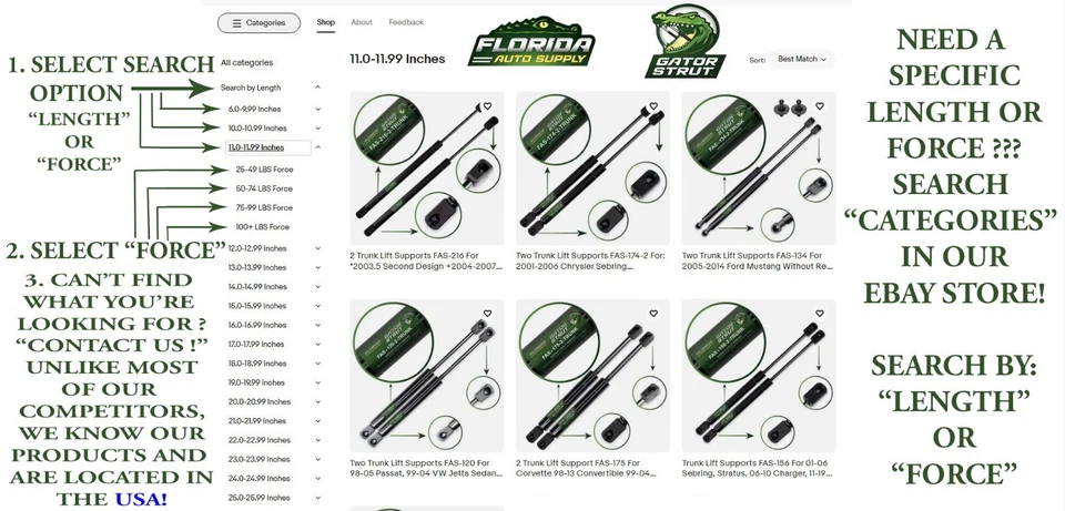 Dos soportes de elevación de escotilla trasera FAS-360 para: 97-03 Infiniti QX4, 96-*04 Pathfinder Foto 4 de 4