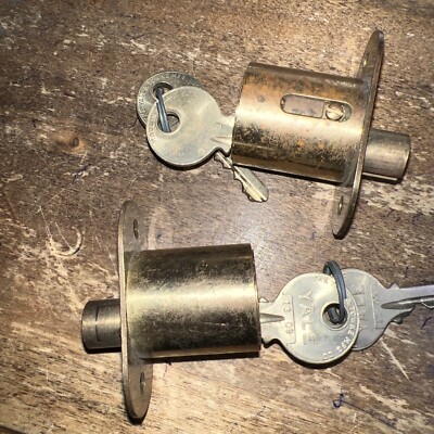 Vintage Yale Brass Push Lock- 1 1/8 Hole Size - Lot Of 2