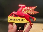 Antique Vintage Style Aluminum Pegasus Drive Safely License Plate Fob Topper