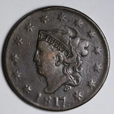 1817 Coronet Head Large Cent VF E115 WEC