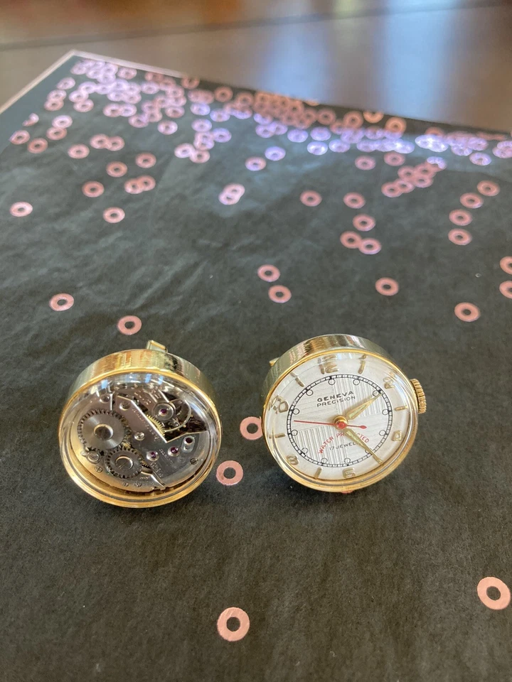 复古 Geneve Precision”袖扣手表套装。 不用 — 第 2/4 张图片