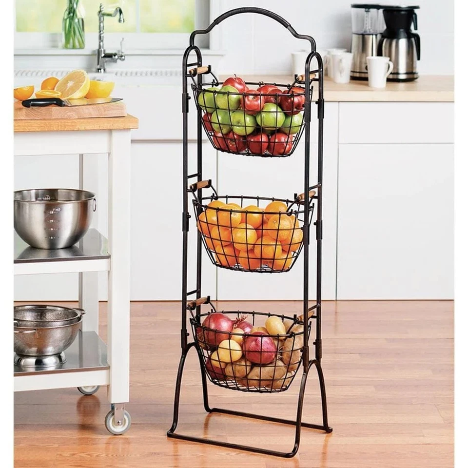Mikasa Gourmet Basics Harbor Adjustable Standing 3-Tier Metal Storage Rack - Image 2 of 4