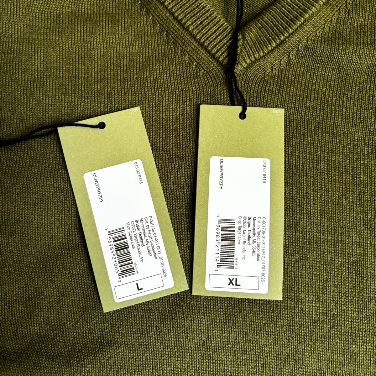 Goodfellow & Co Men's V- neck Pullover Sweater Olive Green