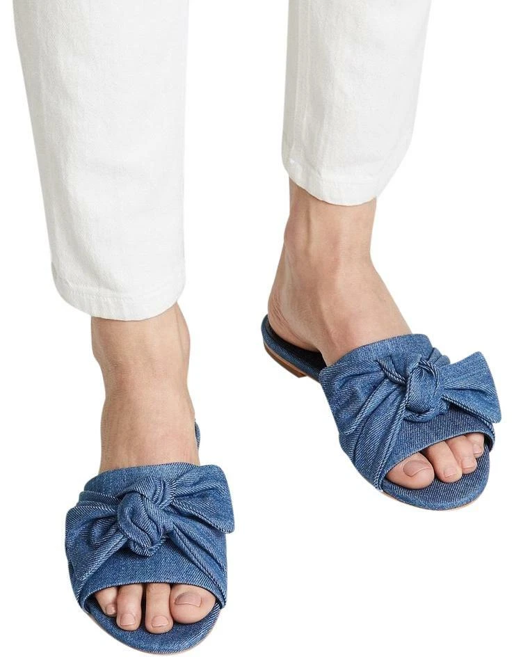 denim bow slides