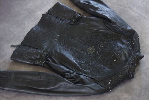Harley Davidson Women VALERIE WOW Leather Jacket Swarovski Crystals M 97186-14VW - 第 12/14 張圖片