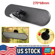 Rear View Mirror Glass Suction Cup Stick On Interior Wide Car Truck Universal