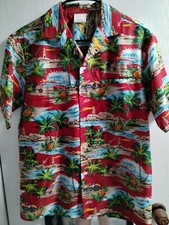 KALENA FASHIONS of HAWAII Mens Sz M Hawaiian Shirt Surf Palm USA