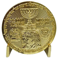 MM-013 Rare 24KT Gold Plated Trump Israel Jerusalem MAGA Temple Challenge Coin 7