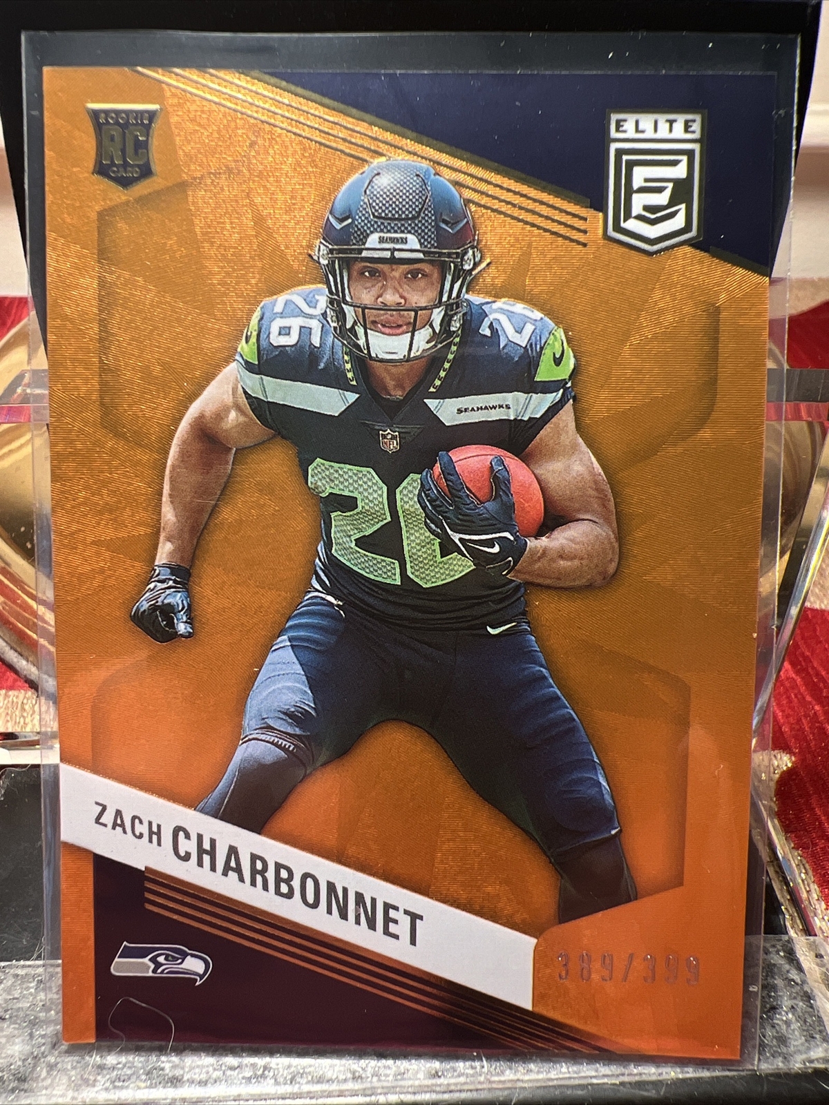 Zach Charbonnet RC 2023 Panini Donruss Elite #199 Rookie Orange #/399 Seahawks