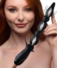 Master Series 10x Triple-Blast Silicone Rechargeable Vibrating Anal Butt Beads