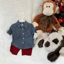 CARTER'S BABY 2pc Button Shirt Pants, "BABY BOY" Size 3M NEW WITH TAGS