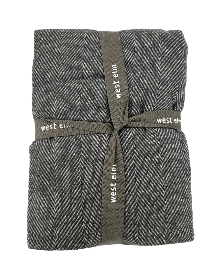 Nuevo con etiquetas West Elm Franela Orgánica Estándar Gris Espiga 1-Sham 26x20" Foto 2 de 4