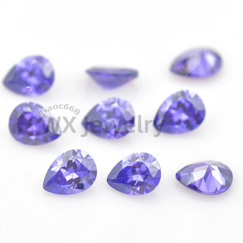 Piedra de nacimiento de circonita cúbica suelta corte pera violeta de alta calidad 100 un. 2x3-13x18 mm Foto 2 de 4