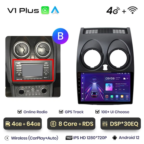 CarPlay Android 13 Car Stereo Radio GPS Navi 4G For Nissan Qashqai J10 2006-13 - Picture 2 of 19