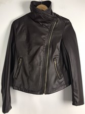Nwt Therapy Brown Faux Leather Jacket Women’s Size Medium Zip Up Pockets Moto