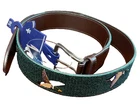 Penguin Men's Belt Size MEDIUM 36 GREEN BROWN DUCKS EMBROIDERED Woven NWT